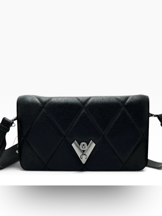 Valentino Orlandi Handbags - Valentino Orlandi Black Quilted Crossbody Bag with Gunmetal V accent